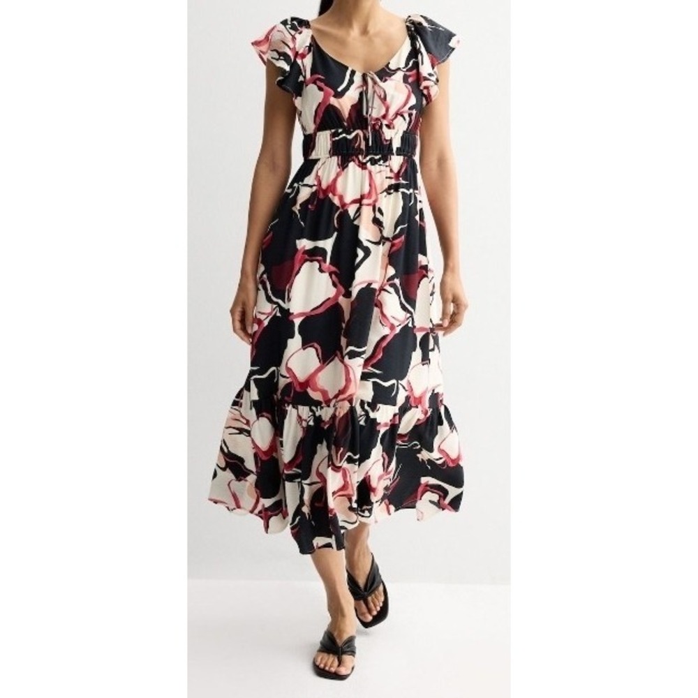 Coastal Chic Flutter Sleeve Floral Maxi Dress Resort Vacation Boho Romantic 3X